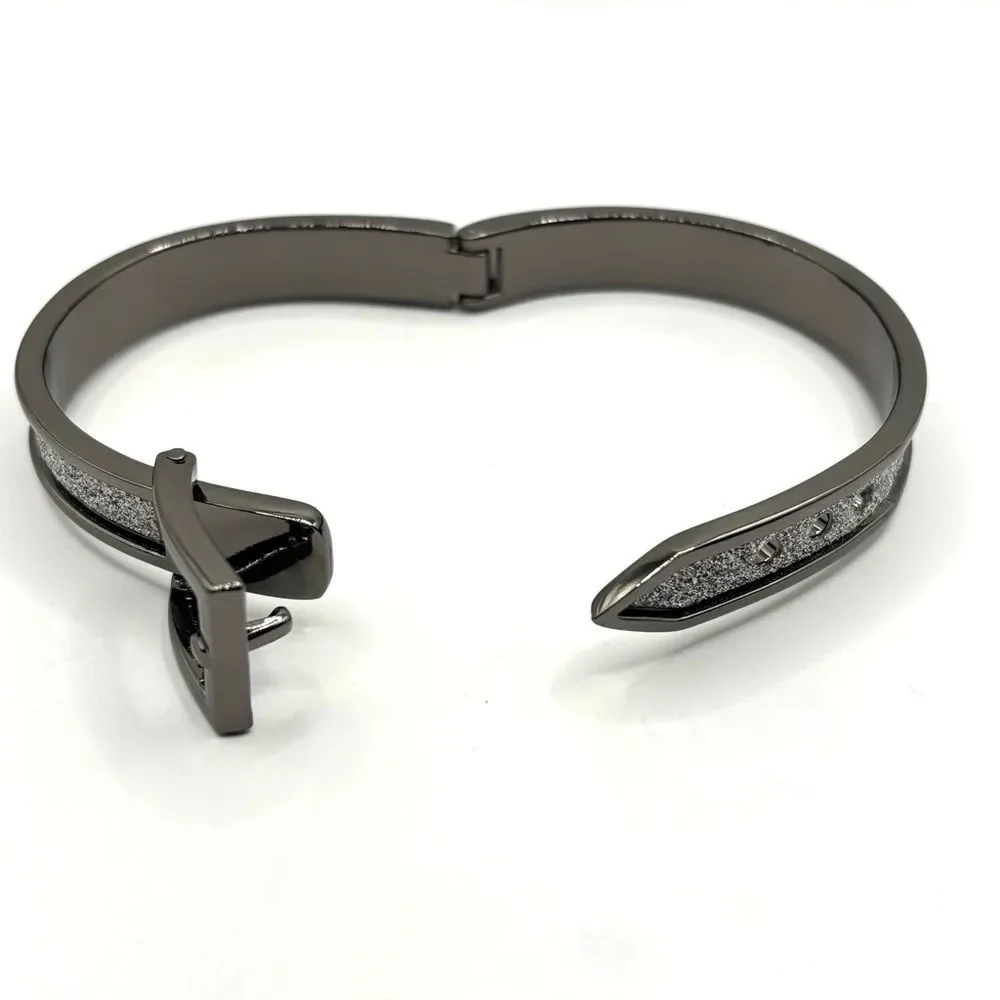 Gun Metal and Silver Sparkle Buckle Bangle Bracelet